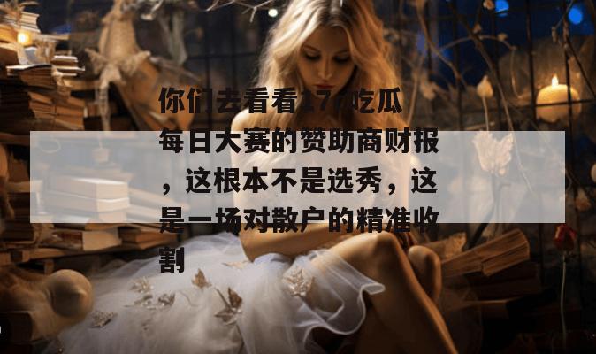 你们去看看17c吃瓜每日大赛的赞助商财报，这根本不是选秀，这是一场对散户的精准收割